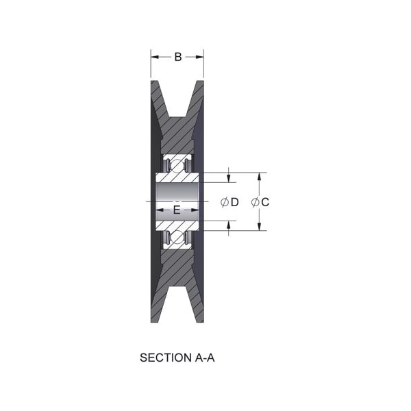 Idler Pulley, 3V, Ball Bearing, 3 OD, 5/8 Bore